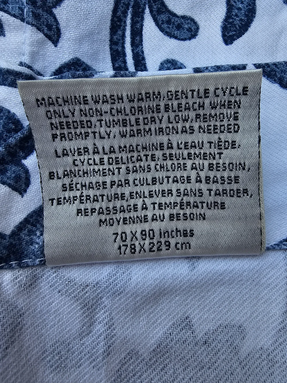 Williams Sonoma Blue and White Floral Tablecloth. 70X90